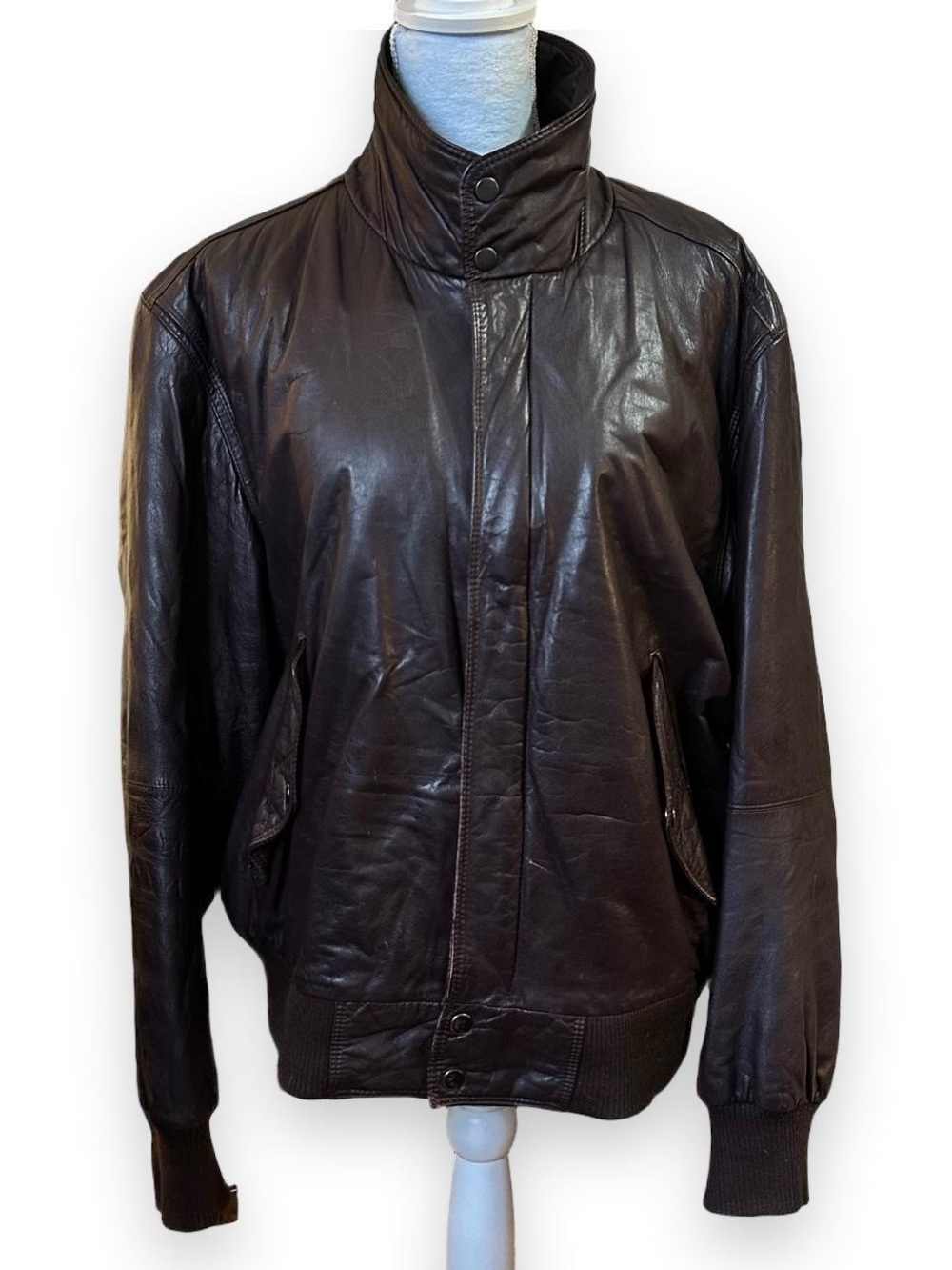 Vintage Members Only Brown Leather Bomber Jacket